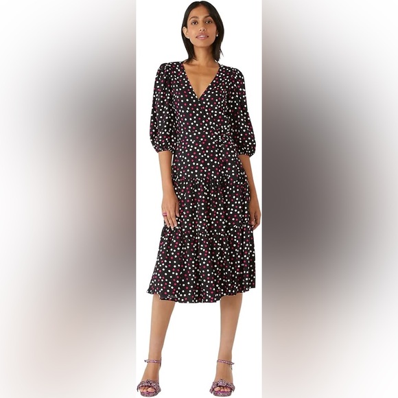 kate spade Dresses & Skirts - Kate Spade Glimmer Dot Wrap Dress Black Multi Size Medium FLAWED Designer S0767